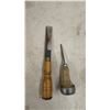 Image 6 : Vintage 7 Wood Chisels, Awl, Sharpening Stone & Rolcut Secateurs