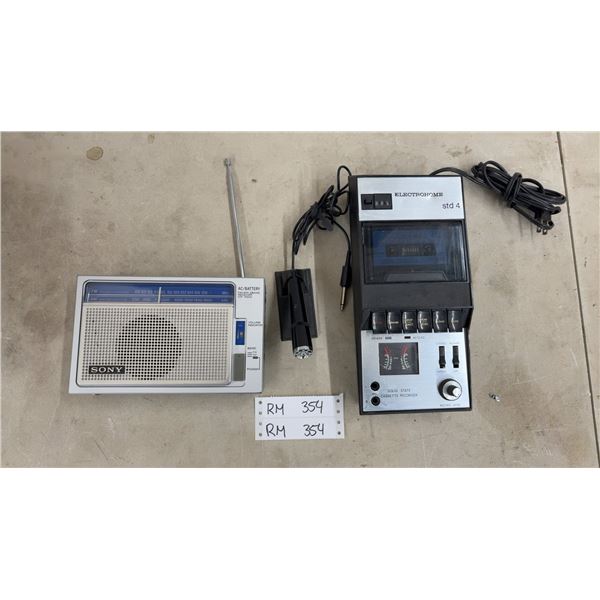 Vintage Electrohome Solid Stae STD 14 Cassette Recorder with Microphone & Sony FM/AM Receiver