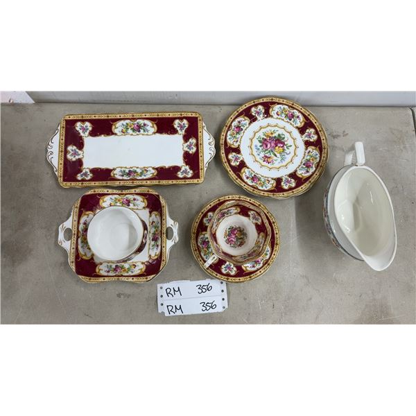 Antique Royal Albert Lady Hamilton Plates x2, Sweet Meat Dish, Tea Cup with Saucer, Open Sugar