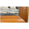 Image 3 : 1959 Beautiful Framed Mountain Lodge Landscape with 1950's Chevy Car, Oil Canvas Painting 19 x 15"