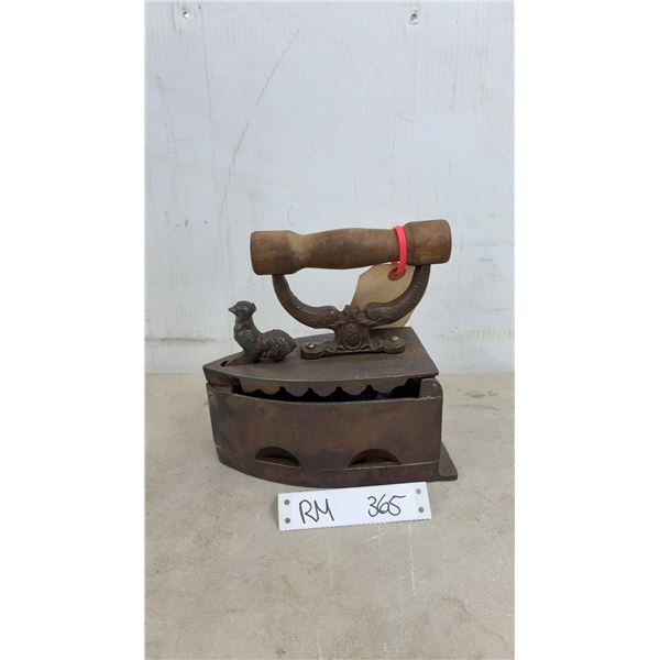 Antique Charcoal Box Iron with Chicken/Rooster Latch