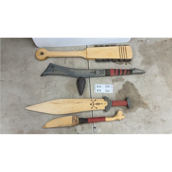 5 Artist Wood Carved Ornate Colored Daggers