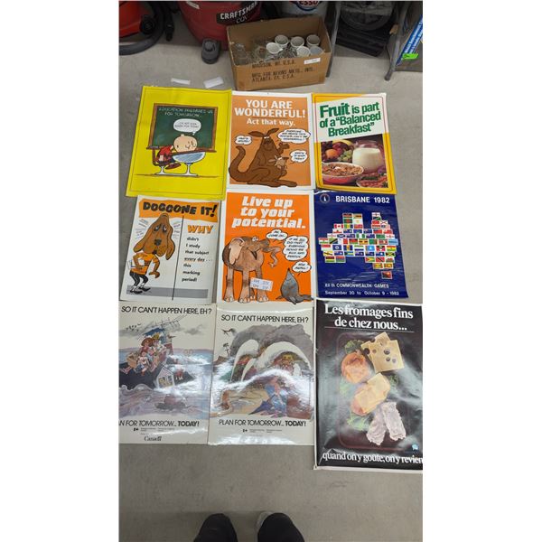 Vintage Large Lot of Posters Mostly Laminated, Scenic, Wildlife