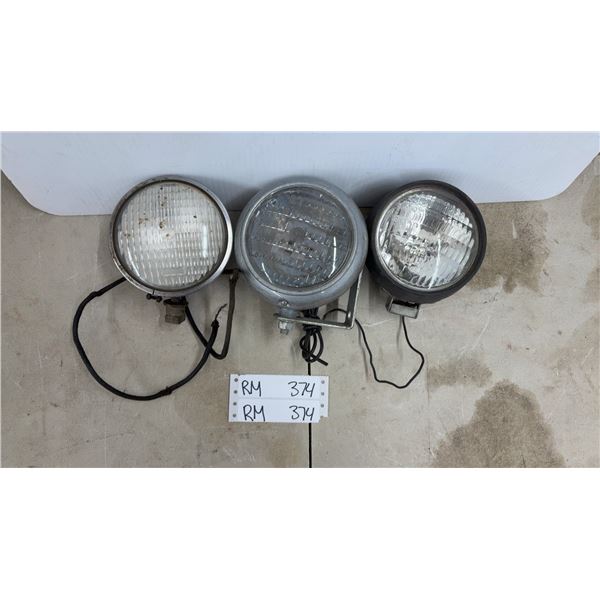 3 Vintage 8N 9N Ford Head Lamps Lights