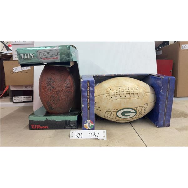 2 New Footballs; Green Bay Packets Limited Edition & Youth Wilson-Autographed