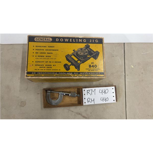 General Doweling Jig NO 840 & G-L No 850 Micrometer Gauge with Cases