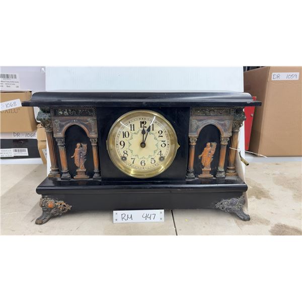 Beautiful Antique 1923 Sessions Mozart 8 Day Mantle Clock Ornate Design with Key, Pendulum &