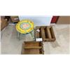 Image 1 : Vintage Hand Crafted 1 of a Kind Foot Stool & 5 Seeing Machine Drawer Boxes