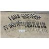 Image 1 : Clear Handle Flatware Set with Ornate Metal Ferrules, Knives, Forks, Spoons, and More, 42 Pieces