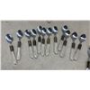 Image 4 : Clear Handle Flatware Set with Ornate Metal Ferrules, Knives, Forks, Spoons, and More, 42 Pieces