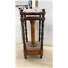 Image 2 : Antique Wooden Smoking Stand with Turned Legs, Copper Ash Receptacle, and Drawer, 26 x 11 x 11"