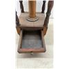 Image 4 : Antique Wooden Smoking Stand with Turned Legs, Copper Ash Receptacle, and Drawer, 26 x 11 x 11"