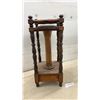 Image 7 : Antique Wooden Smoking Stand with Turned Legs, Copper Ash Receptacle, and Drawer, 26 x 11 x 11"