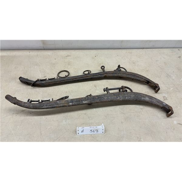 Pair of Antique Iron Horse Hames with Trace Rings and Hardware
