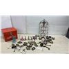 Image 1 : Mall Polisher Metal Tool Box, Scissors, Bell, Brass Drawer Pulls and More