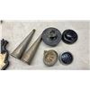 Image 5 : Mall Polisher Metal Tool Box, Scissors, Bell, Brass Drawer Pulls and More