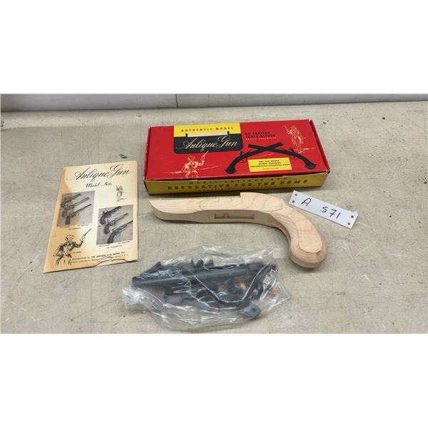 Antique Gun Model Co. Decorative Flintlock Pistol Model Kit with Hardwood Stock
