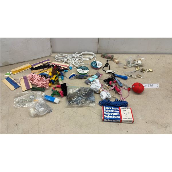 Sewing and Craft Supplies: Embroidery Floss, Ribbons, Brooches, and More