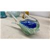 Image 3 : Art Glass Vase with Amber Ruffled Top and Crackle Finish, Oil Lamps, Bottles, and More