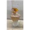 Image 5 : Art Glass Vase with Amber Ruffled Top and Crackle Finish, Oil Lamps, Bottles, and More