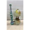 Image 6 : Art Glass Vase with Amber Ruffled Top and Crackle Finish, Oil Lamps, Bottles, and More