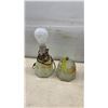 Image 7 : Art Glass Vase with Amber Ruffled Top and Crackle Finish, Oil Lamps, Bottles, and More