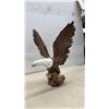 Image 2 : Hand-Carved Wooden Man Figurine and Painted Bald Eagle Sculpture with Outstretched Wings, Tallest