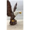 Image 4 : Hand-Carved Wooden Man Figurine and Painted Bald Eagle Sculpture with Outstretched Wings, Tallest