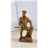 Image 5 : Hand-Carved Wooden Man Figurine and Painted Bald Eagle Sculpture with Outstretched Wings, Tallest