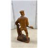 Image 6 : Hand-Carved Wooden Man Figurine and Painted Bald Eagle Sculpture with Outstretched Wings, Tallest