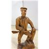 Image 8 : Hand-Carved Wooden Man Figurine and Painted Bald Eagle Sculpture with Outstretched Wings, Tallest