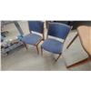 Image 6 : Mid-Century Modern Teak Extendable Dining Table with 4 Blue Upholstered Chairs 29 x 38 x 38"