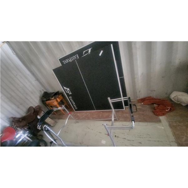 EastPoint Sports Table Tennis Table, Black Surface, Two-Piece Foldable Design with Metal Frame