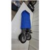 Image 1 : Blue Folding Utility Wagon with Black Metal Frame and Four Wheels