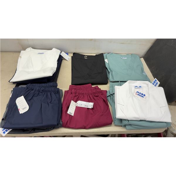 MOBB Medical Scrubs V-Neck Tops and Elastic & Tie-Up Waist Pants in Assorted Colors and Sizes