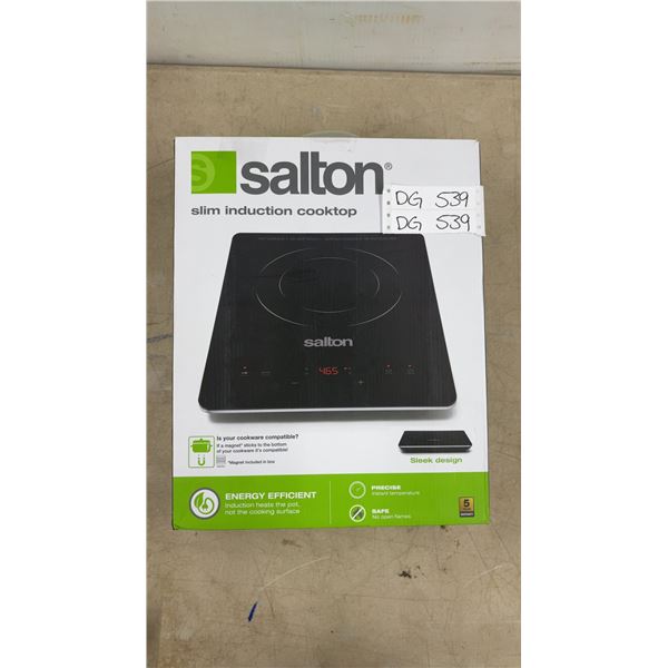 Salton Slim Induction Cooktop, 1500 Watts, 10 Cooking Levels, LED Display, 3-Hour Timer