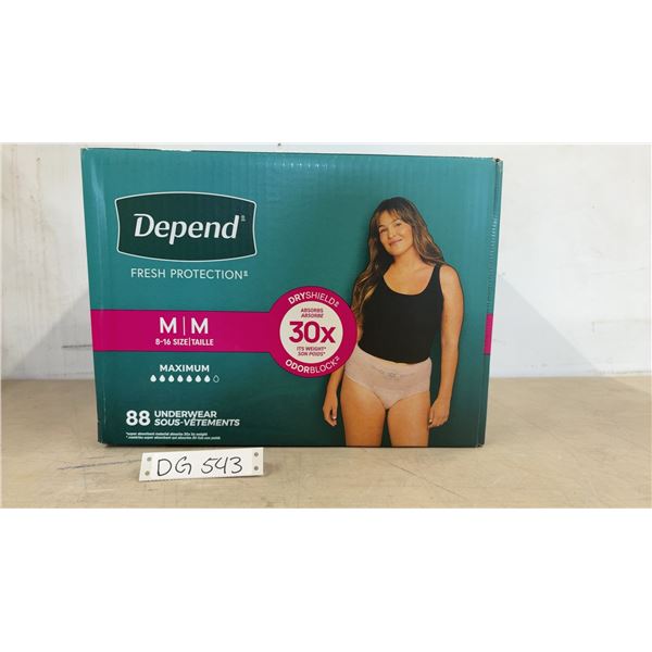 Depend Fresh Protection Women's Maximum Absorbency Underwear, Size Medium, 88 Count