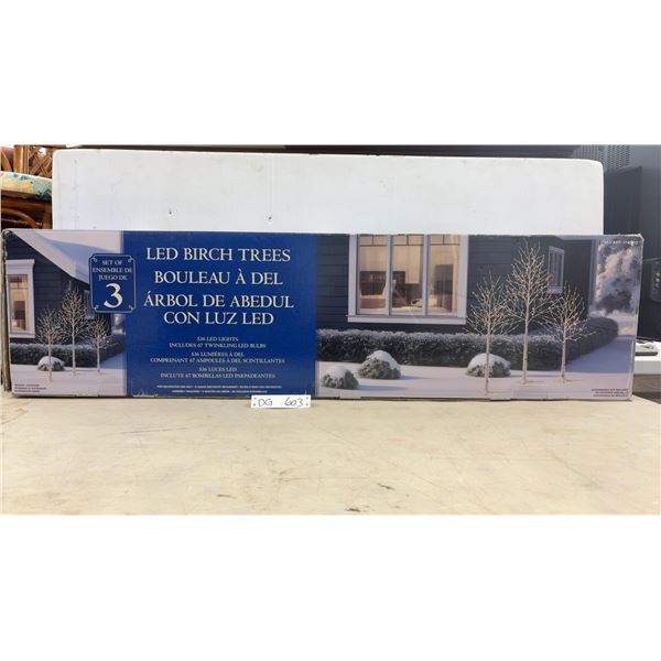 Set of 3 LED Birch Trees, 536 LED Lights with 67 Twinkling Bulbs, Indoor/Outdoor