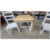 Image 3 : IKEA Bjursta Drop-Leaf Table with Two White Wooden Dining Chairs