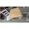 Image 4 : IKEA Bjursta Drop-Leaf Table with Two White Wooden Dining Chairs