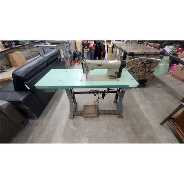 Pfaff 677 Industrial Cylinder Arm Sewing Machine with Table and Metal Stand
