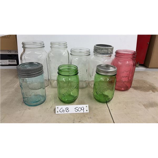 Collector Canning Jars, Mid West, Berardin, and Bocal Mason Jars in Assorted Colors and Sizes in