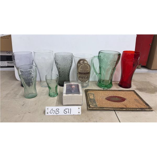 Coca-Cola Collector's Glasses, 1993 Trading Card Set, Royal Cigar Box, Cup Sizes in Last Picture