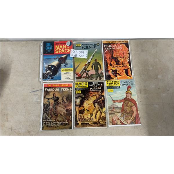 6 Classics Illustrated Comics Lot: Caesar's Conquests, Last Days of Pompei