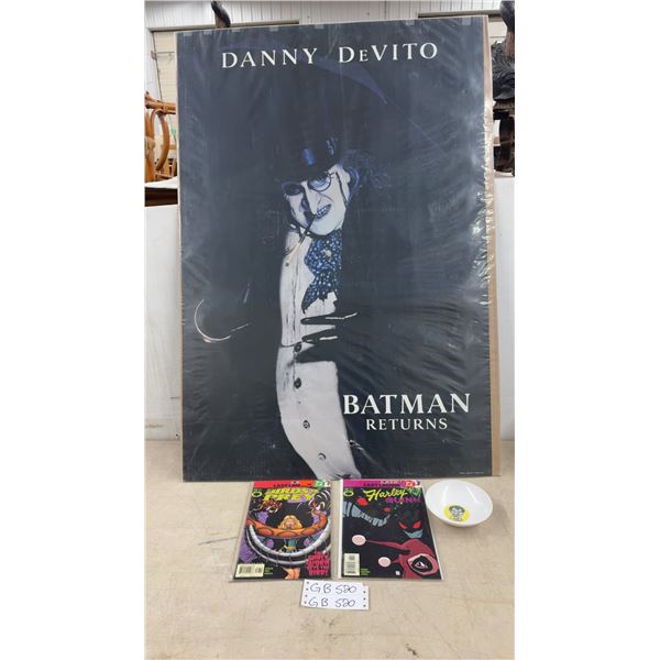 Joker Last Laugh Birds of Prey #36, Harley Quinn #13, 27 x 40" Poster, and 5" Joker Plate