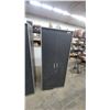 Image 3 : Two TSS Double-Door Storage Cabinets with Silver Trim and Metal Handles 74 x 31 x 20" Wobbley