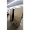 Image 5 : Two TSS Double-Door Storage Cabinets with Silver Trim and Metal Handles 74 x 31 x 20" Wobbley