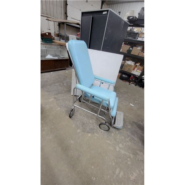 Convaid S-Tretchair Medical Reclining Transport Chair, Light Blue Vinyl