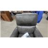 Image 2 : Gray Leather Power Recliner Chair with Contrast Stitching and Power Cord - Works