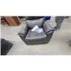 Image 5 : Gray Leather Power Recliner Chair with Contrast Stitching and Power Cord - Works